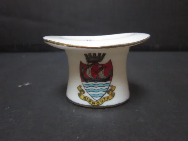 Vintage Swan Crested Ware Sidmouth Crest Model Of Ancient Coaching Hat