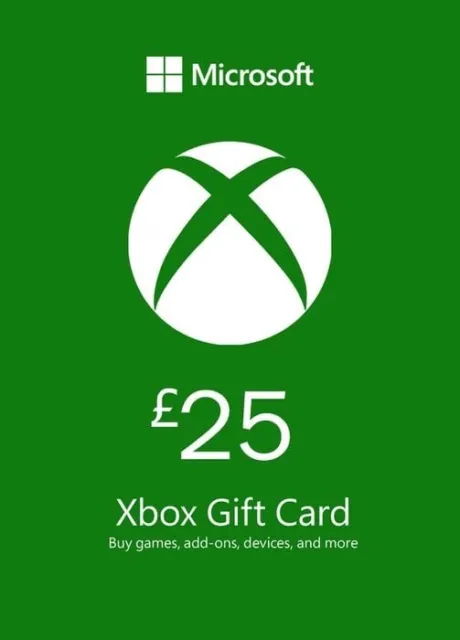 Microsoft Xbox Live £25 Gift Card For UK Xbox 360/One/Series X/S.