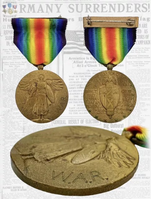 Engraved Ww1 U.s. Victory Medal “W.a.r.” Named World War 1