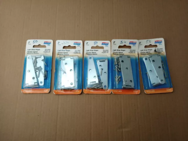 National Hardware N127-449 Steel Zinc Plated Light-Duty Strap Hinge 3 in. 5 Pack