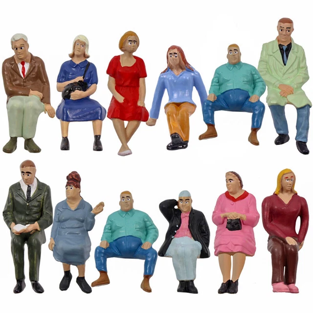 50 Figure In Plastica 1:30 Per Modellismo Ferroviario – Persone Sedute Dipinte