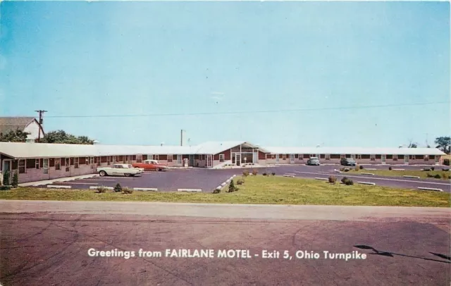 Perrysburg-Lemoyne OH~Car w/Fins @ Fairlane Motel~Cribs, Rollaways~1961 Postcard