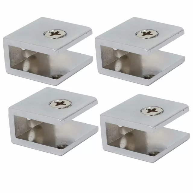 8-10mm Thickness Adjustable Glass Shelf Rectangle Clip Clamps Support 4 Pcs