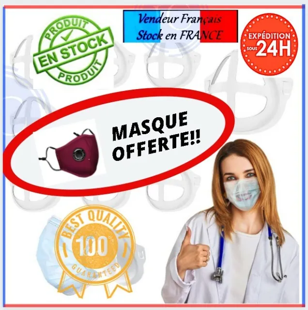 🌟Lot de Support Masque 3D Silicone idéal pour mieux respirer (Adulte) 🌟JC