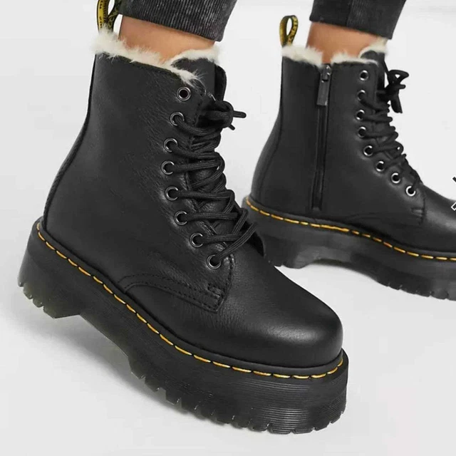 Dr Marten Jadon Boot Faux Fur Lined Platform Black 8