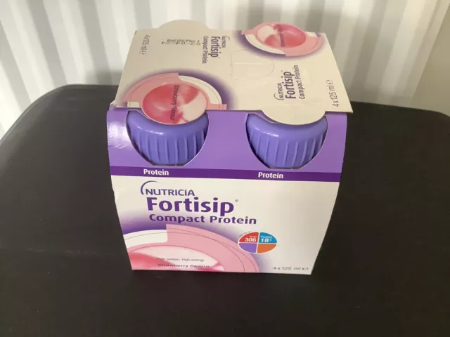 Fortisip Compact Protein Drink 125ml (4 Pack) Strawberry flavour Expiry 03/04/24