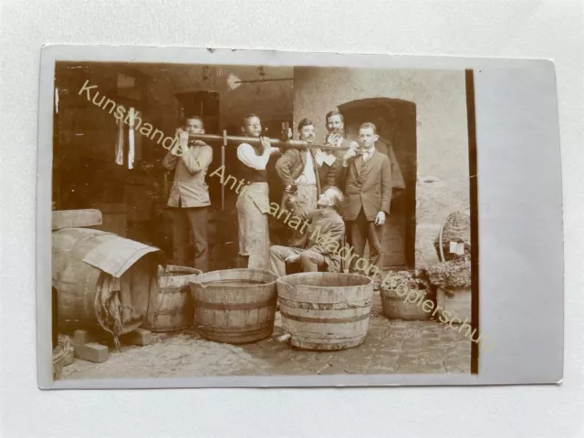 orig. Foto AK Winzer Wein Fässer Beruf Rheinland um 1910