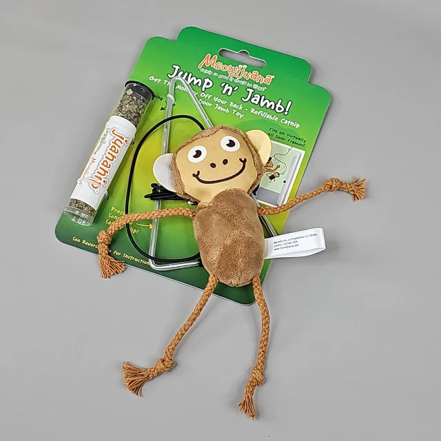 SMARTER PAW Meowijuana Organic Catnip Toy Jump 'n' Jamb Monkey Door Jamb Cat Toy