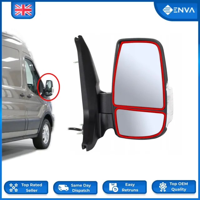 For Ford Transit Mk8 2014-On Upper & Lower Door Wing Mirror Glass Right Driver