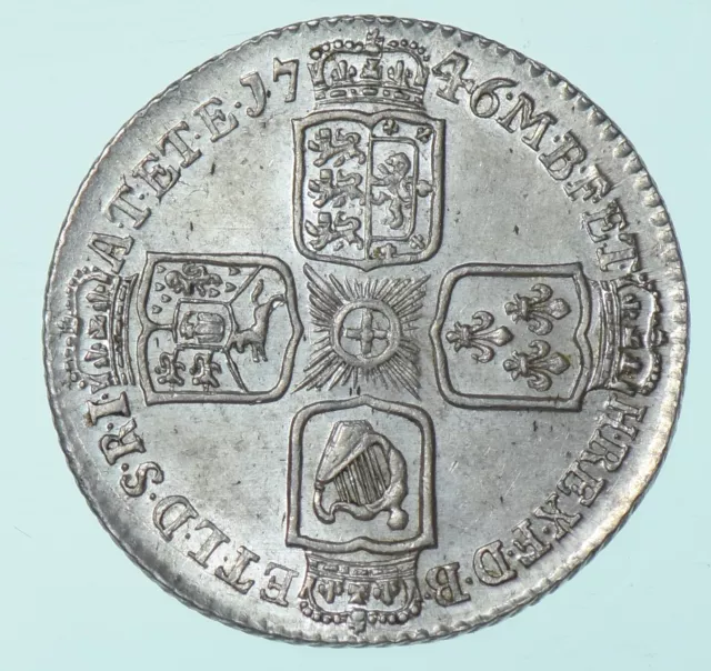 1746 Lima George Ii Silver Sixpence, British Coin Au