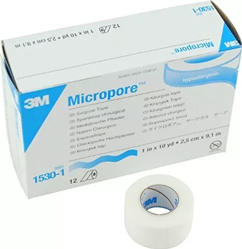 2 Rolls Micropore Medical Paper Tape, 1 X 10 Yards, #1530-1, White, Wound  Care