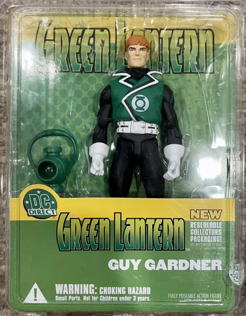 Green Lantern Guy Gardner Action Figure w Power Battery Ring DC Direct New
