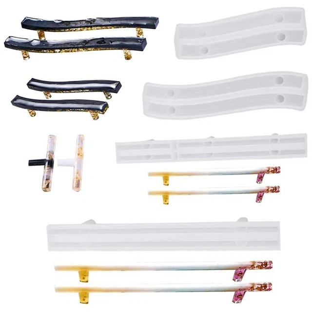 4 Set Tray Harz Form, Silikon Epoxy Guss Form für DIY Schrank TüR GriffeH1