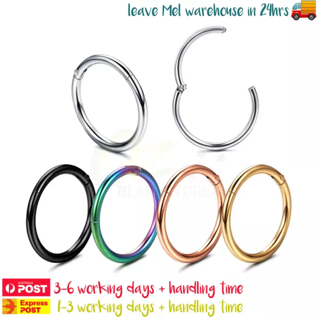 Surgical Steel Hinged Sleepers Clicker Ear Nose Body Ring Lip Hoop Piercing