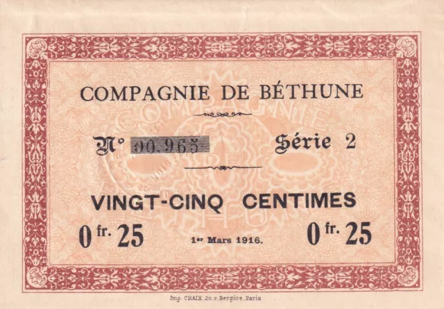 0.25 centimes - Compagnie de Béthune - 01-03-1916 - Série 2