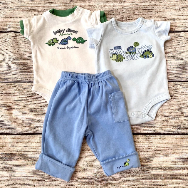 Carter’s 3-piece Dinosaur Bodysuits & Pants Outfit Boy’s Sz NB Newborn