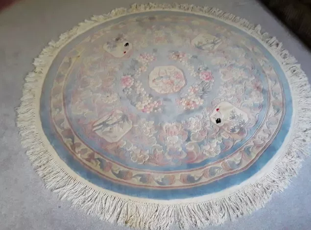 Chinese Oriental Aubusson Hand-knotted 100% Wool Circular Rug