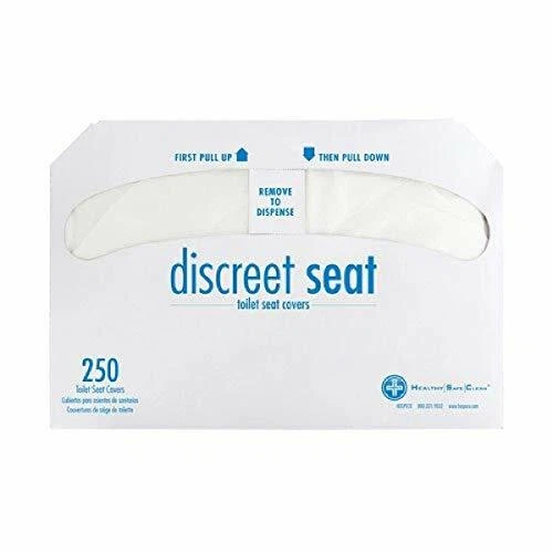 Discreet Seat DS-1000 Half-Fold Toilet Seat Covers, White (4 Pack of 250)