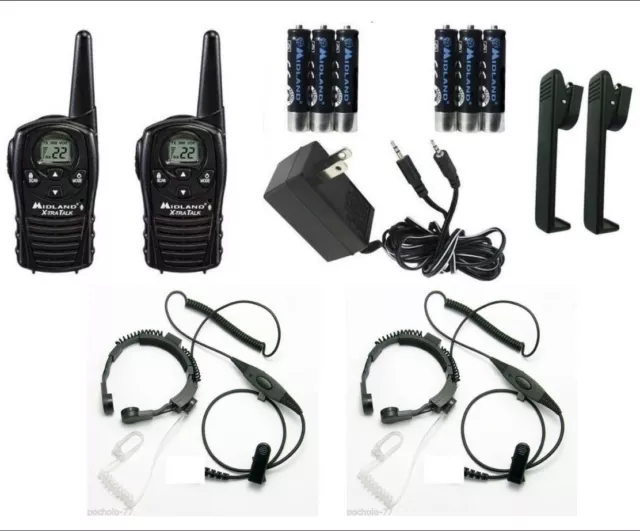 2 Walkie Talkie Midland Lxt118 26Km Con Laringofono Militar Con Vox +Cargador