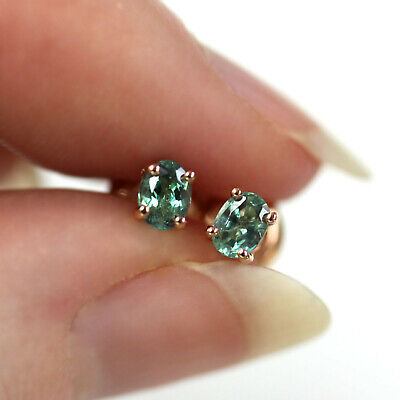 0.5 ctw Natural Alexandrite Solid 14k Rose Gold Solitaire Oval Stud Earrings 5MM