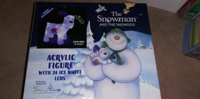 Snowdog di The Snowman batteria acrilica illuminazione LED Natale. Nuovissimo in scatola