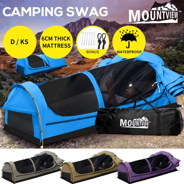 Mountview Swag Camping Swags Canvas Double King Single Hiking Tent Dome Mattress