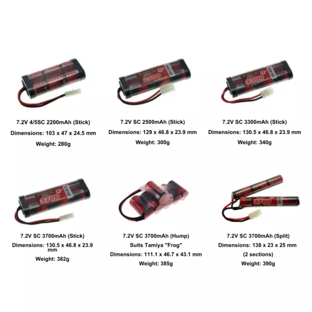 Batterie 7,2 V 2200-5000mAh SubC SC Premium Racing RC NiMh pack + connecteur personnalisé 2