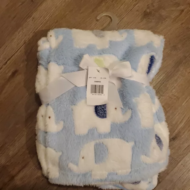 Cutie Pie Blue white Elephant Blanket Lovey 29x35 baby boy soft plush NEW NWT