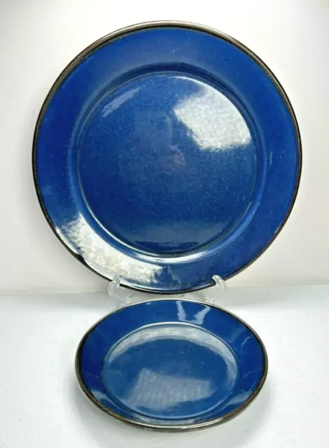 Gabriel Sweden Plates SET of 2 Salad Dinner Blue T175 A247 Vintage Mid Century