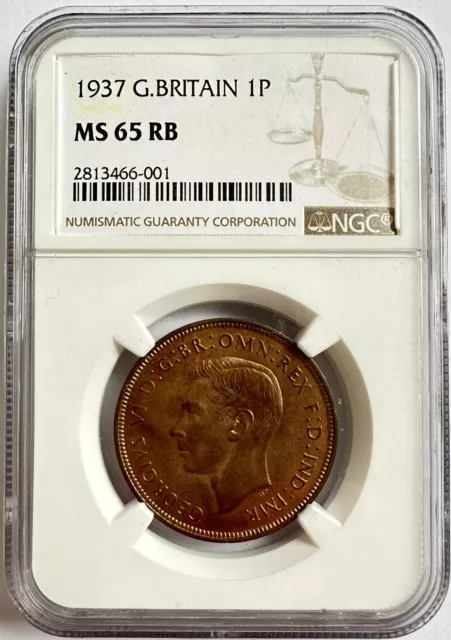 1937 Great Britain Penny NGC MS 65