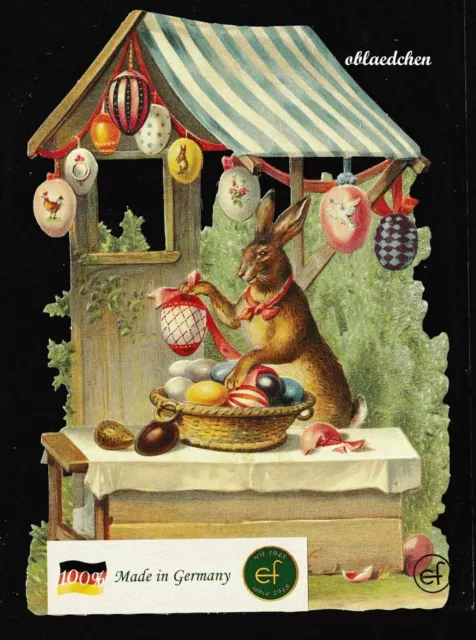# GLANZBILDER # EF 5130 Bild-Karte Riesenoblate Ostern, Osterhase mit Eiern