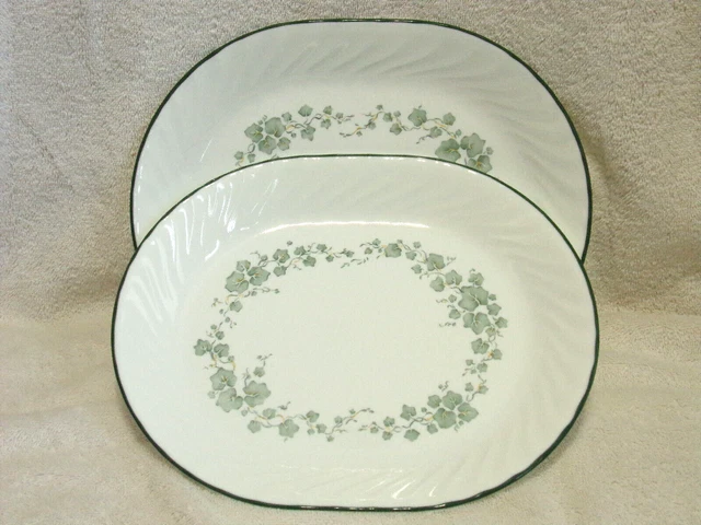2  Corelle Callaway Ivy 10 by 12 Inch Serving Platters Green Ivy Exc