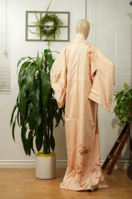 Dear Vanilla Japanese Silk Kimono Women's Robe Gown Authentic Japan Vintage Mint 12