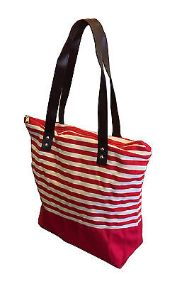 LARGE QUALITY BEACH SHOPPING SHOULDER CANVAS TOTE BAG with ZIPPER  holiday gym