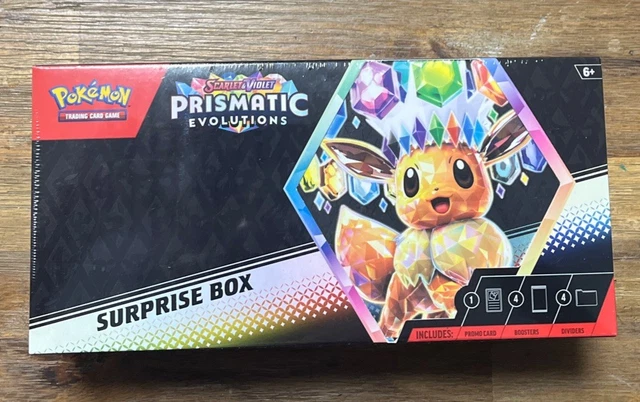 Pokemon Tin Pokmon Prismatic Evolution Surprise Box CASE Factory Sealed, Contains 6 Booster Boxes Prismatic Evolutions Surprise Box Contents Pokemon Tin Pokmon Prismatic Evolution Surprise Box CASE Factory Sealed, Contains 6 Booster Boxes Prismatic Evolutions Surprise Box Contents