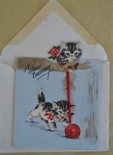 Biglietto Compleanno 4° Nipote Con Gatto - 145x145 Mm Carta Spessa FSC