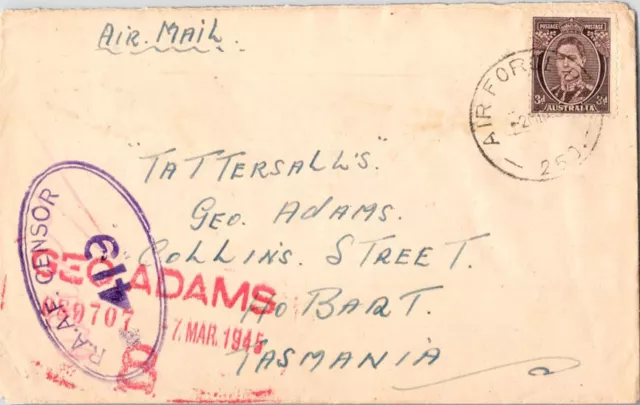 Australia 3d KGVI 1945 Air Force P. O. 250, Madang, Papua New Guinea Airmail to