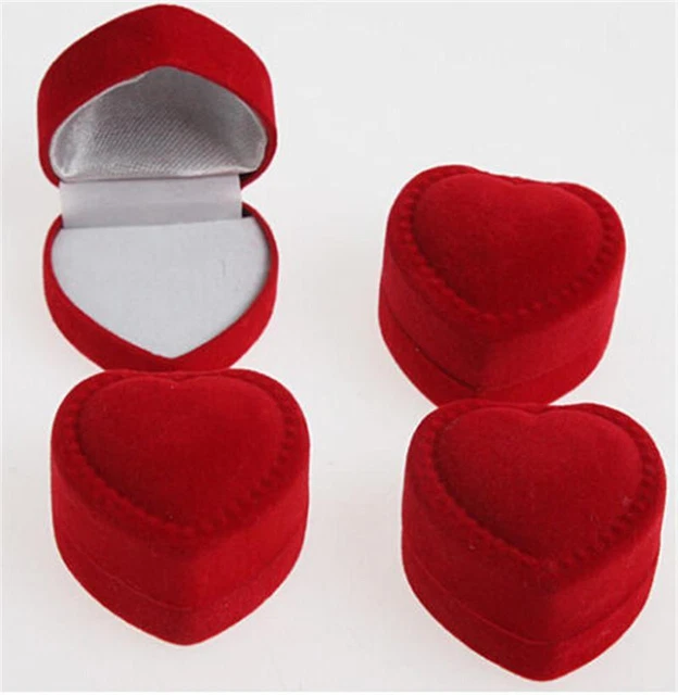10pc Velvet Red Heart Shaped Ring Box Retail Store Jewelry Display Wedding^ob