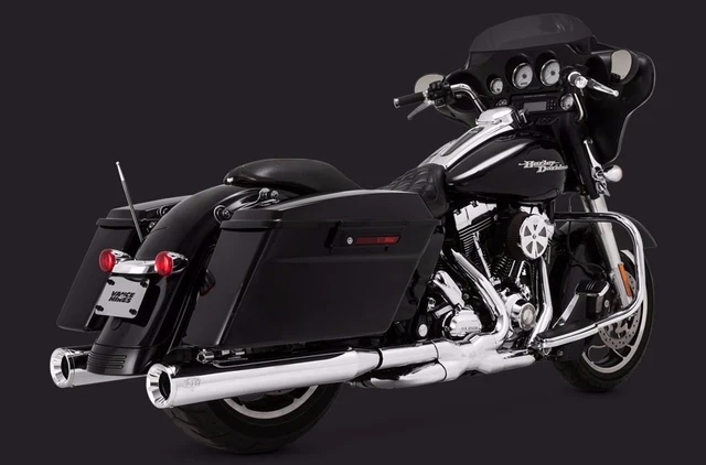 Vance & Hines Eliminator 400 Chrome Slip On 4" Mufflers For Harley 1995-2016