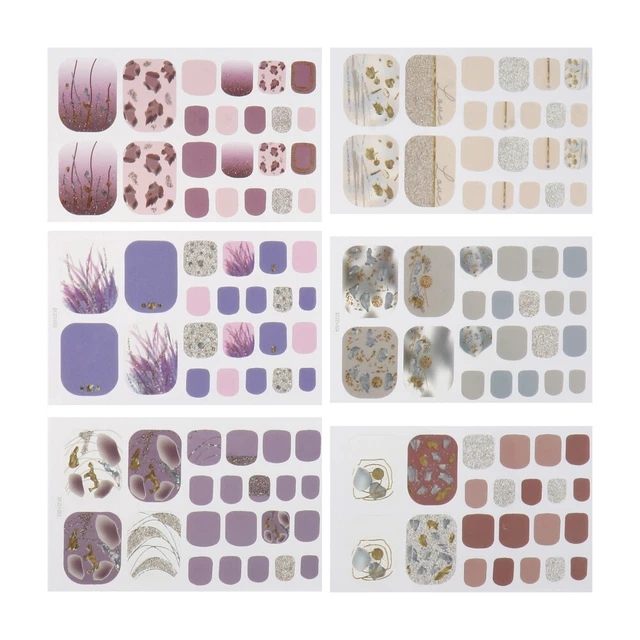 6 Sheets Toe Nail Sticker Nail Wraps Kids Full Cover Nail Art Stickers Child