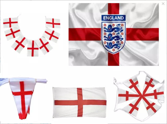 England 3 Lions Euro 2024 Football Flags & Fabric Party Bunting Banners Decor