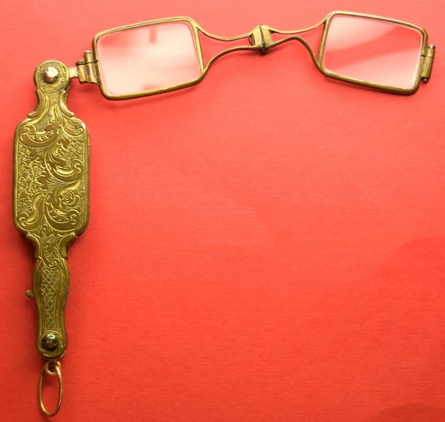 antique ANTICHI OCCHIALI LORGNETTE EPOCA FINE 800' IN BRONZO CHIUSURA A MOLLA