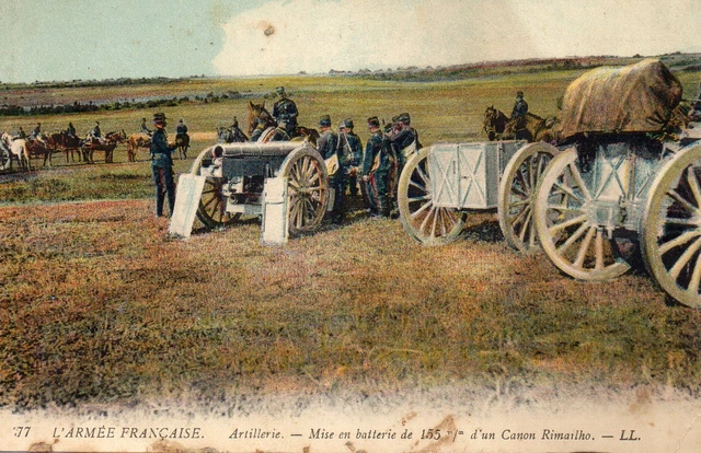 Cpa L'armee Francaise 1913 Mise En Batterie D'un Canon Rimailho Artillerie 155