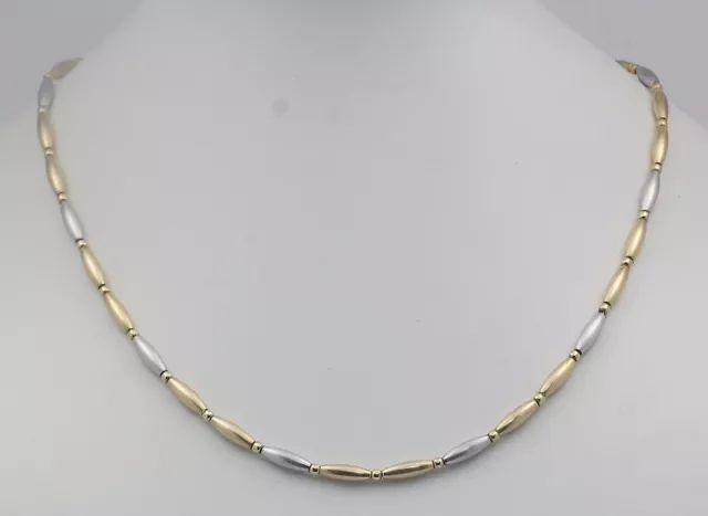 Hals Kette in 14 kt 14k 585 er Gelb Weiß Gold Bicolor Collier Länge 45 cm Unisex