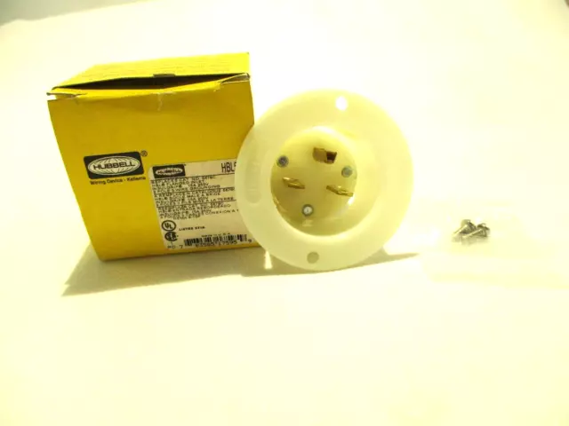 New Hubbell Hbl5678C Flanged Inlet-Plug-Receptacle 15A/Amp 250V