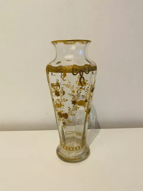 Vase Baccarat en Cristal décor OR - 19ème - 20cm - RARE