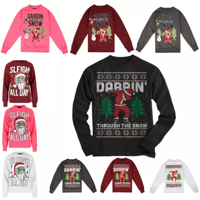 Limited Edition Womens Christmas Dabbin Through The Snow Ugly Sweatshirt Top