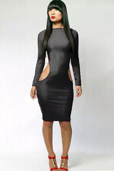 ROBE MOULANTE MI LONGUE ouverte sur les cotes sexy coquin clubwear libertin EUR 17 90 PicClick FR