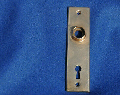 Antique Solid Brass 5 9/16" x 1 15/32" Door Knob Keyhole Backplate "972" Small