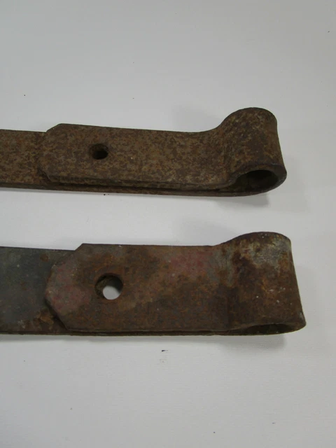 Primitive Antique Hand Forged Barn Door Strap Hinges Gate LOT OF 2 2